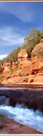 Blue skies, red rocks and rushing waters of Sedona Arizona